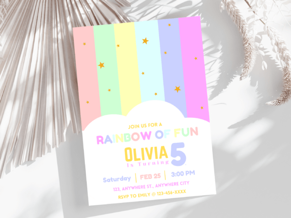 Download Rainbow Birthday Party Invitation Card - Party Collection