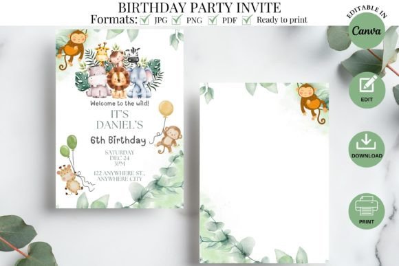 Download Wild Safari Birthday Party Invitation - Party Collection