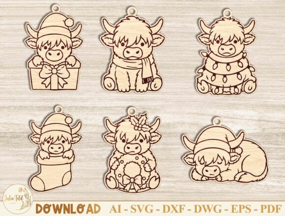 Download Christmas Cow Ornaments SVG Bundle - Ornament Collection
